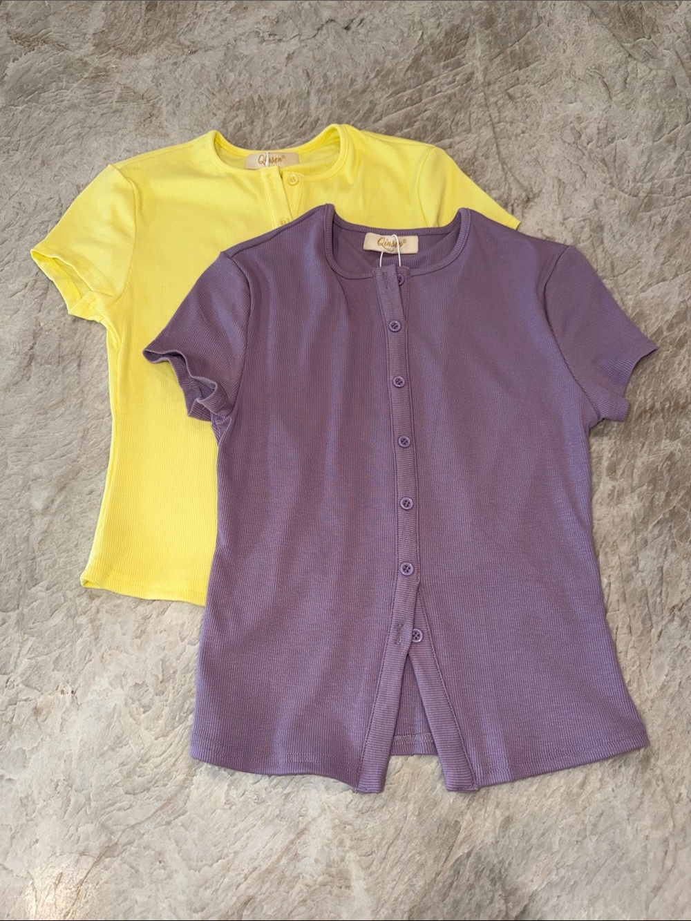 Kids Short Sleeve Button-Front Top - Purple